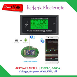 AC 230V 0-100A Volt Ampere Power kWh Energy Meter dengan Bluetooth